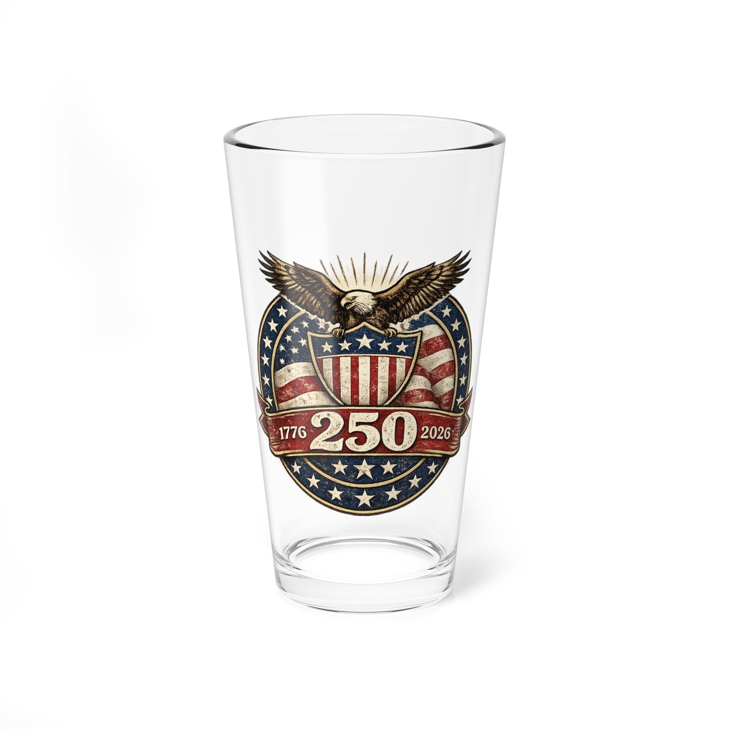 250th Anniversary American Eagle Shield 1776–2026 Glass