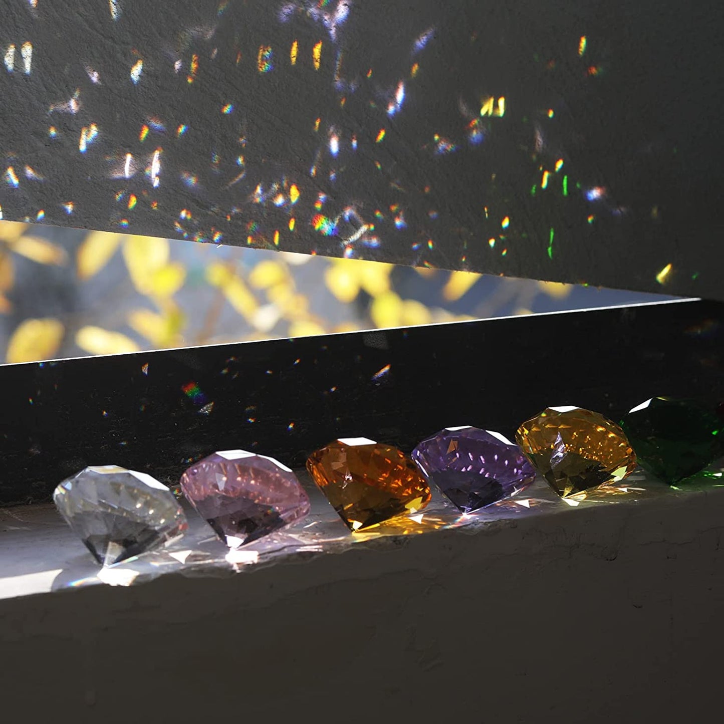 8 Pieces Multicolor Diamond Shaped Crystal Gems for Kids