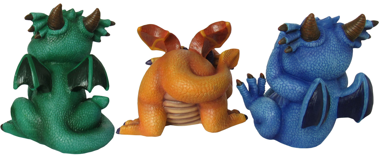 Trio of Trouble - Collectible "No Evil" Dragon Figurine Set