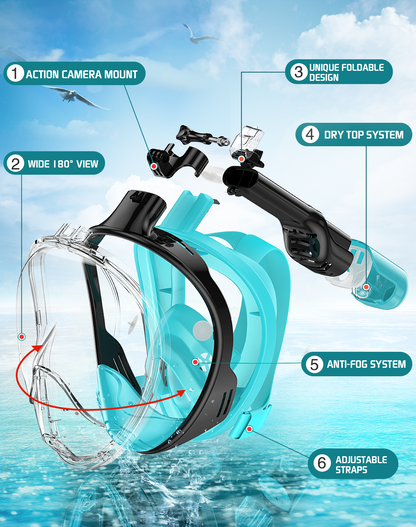 Adults G1 Full Face Anti Fog & Anti Leak Snorkel Mask