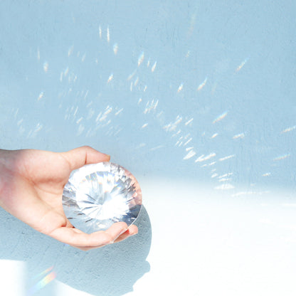Multi-faceted Diamond Shaped Crystal with Stand for Home Decor