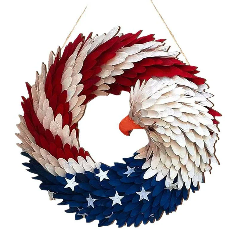 4th of July Patriotic Door Sign – 250th Anniversary Eagle Wreath