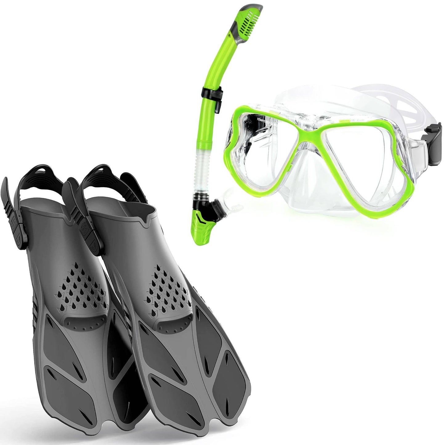 Adults Mask Fins Snorkel Set Beginner-Friendly Snorkeling Gear