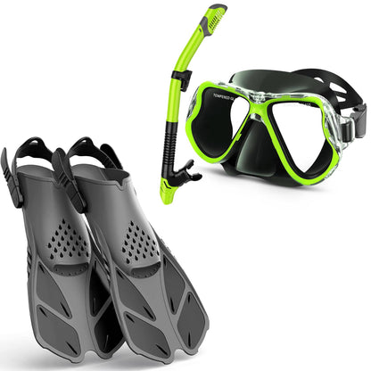 Adults Mask Fins Snorkel Set Beginner-Friendly Snorkeling Gear