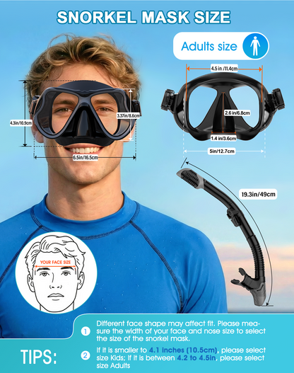 Adults Mask Fins Snorkel Set Beginner-Friendly Snorkeling Gear