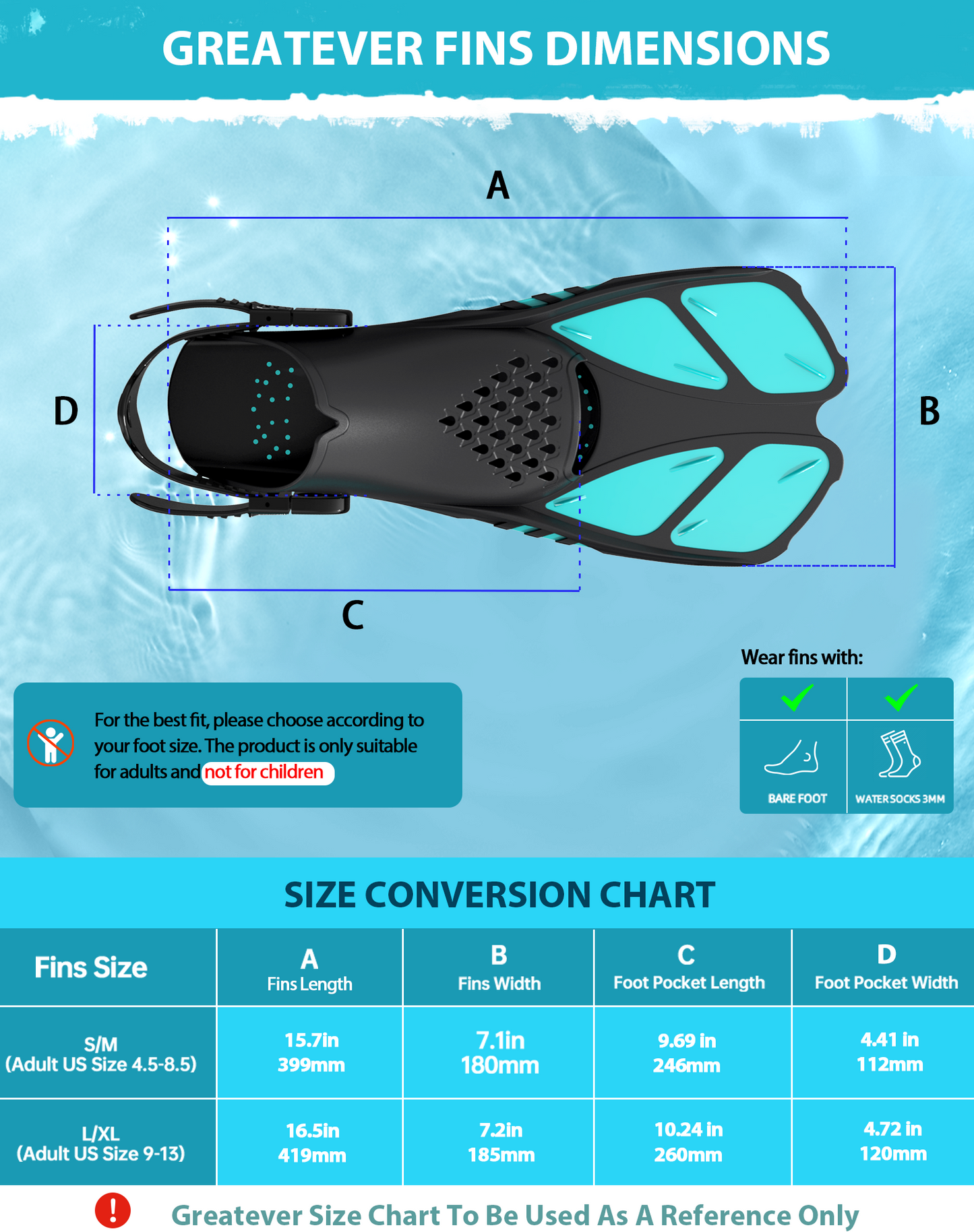 Adults Snorkel Set | With Adjustable Flippers, Diving Set with Snorkel Mask