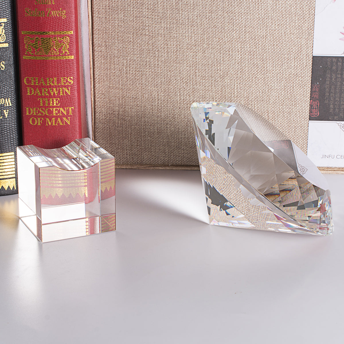Multi-faceted Diamond Shaped Crystal with Stand for Home Decor