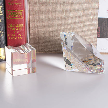 Multi-faceted Diamond Shaped Crystal with Stand for Home Decor
