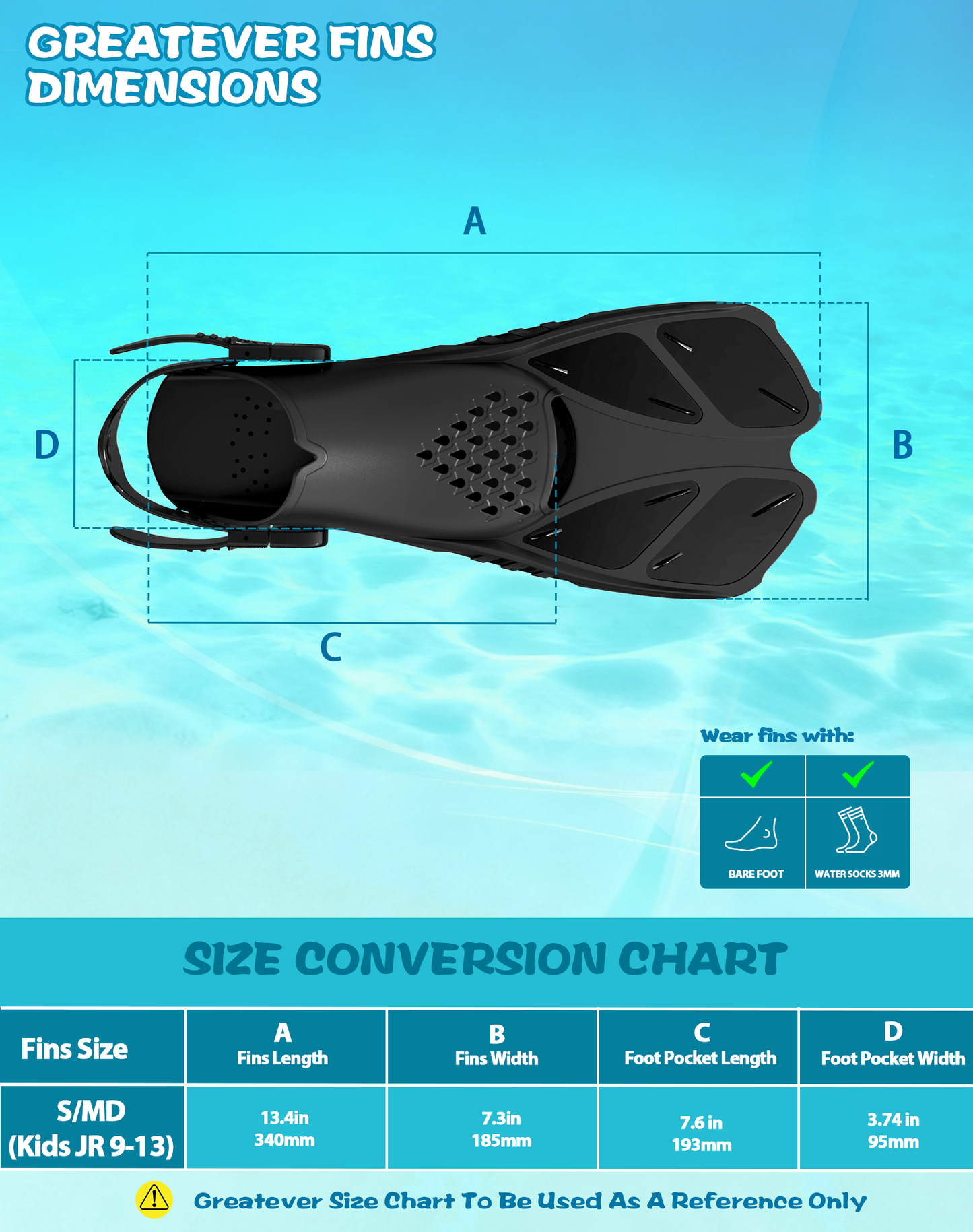 Kids Snorkel Set | Snorkeling Gear for Kids, Adjustable flippers