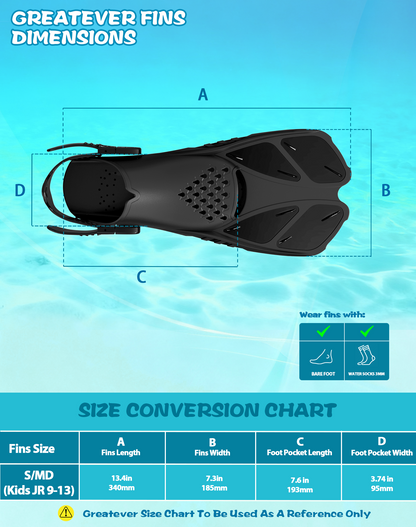 Kids Snorkel Set | Snorkeling Gear for Kids, Adjustable flippers