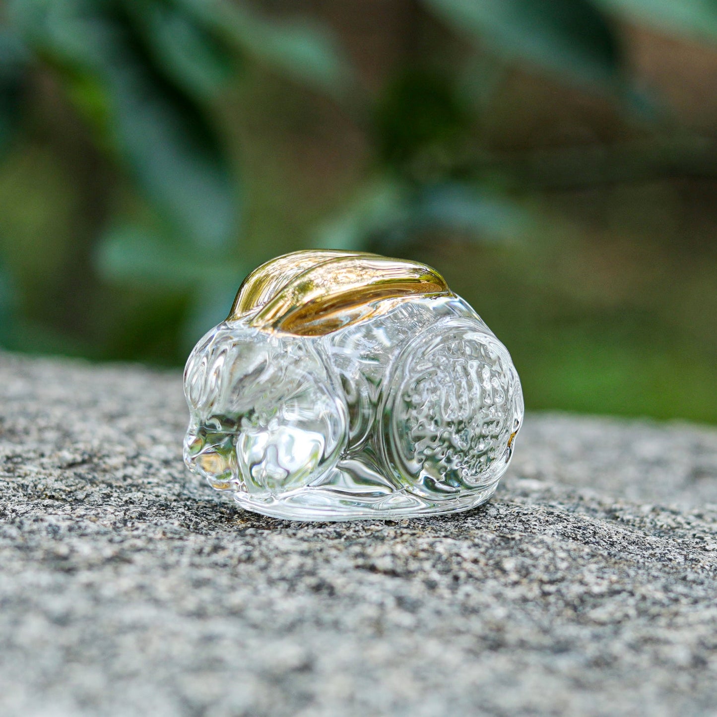 Crystal Rabbit Figurine with Golden Ears