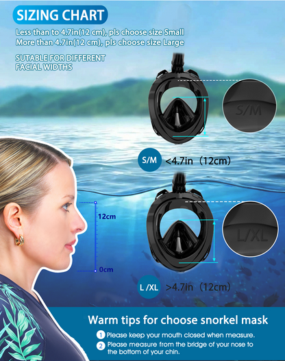Full Face Snorkel Mask, Snorkeling Gear for Adults