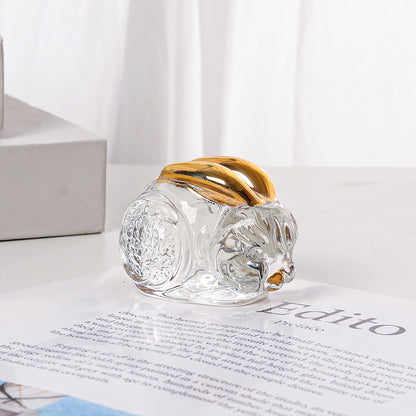 Crystal Rabbit Figurine with Golden Ears