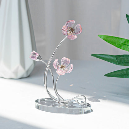 Crystal Violet Flower Figurine for Home Decor