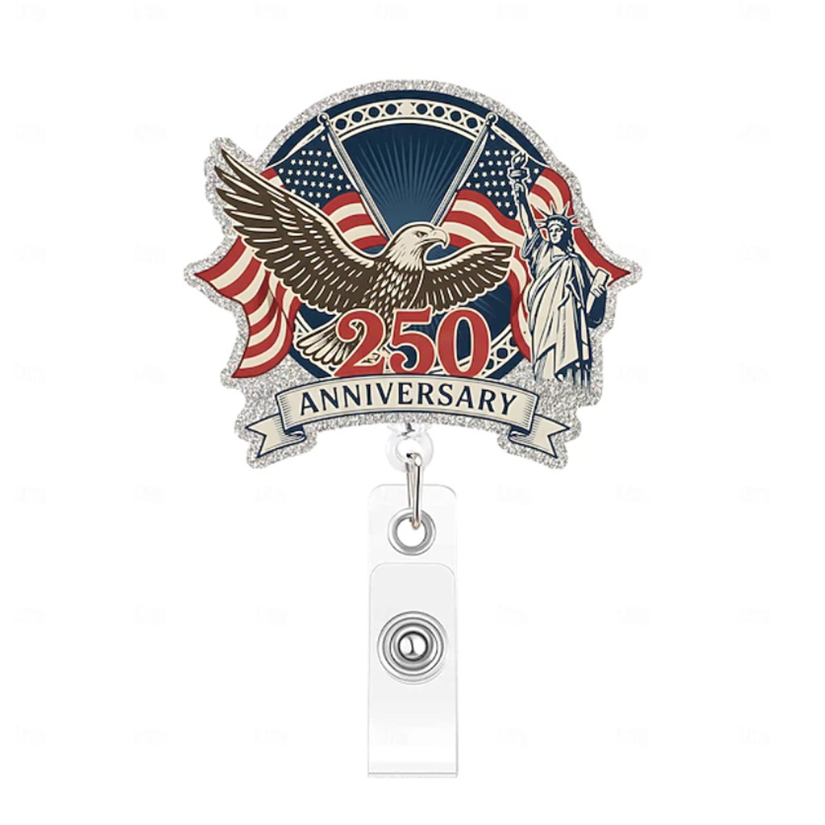 America's 250th Anniversary Retractable Badge Reel with Cli