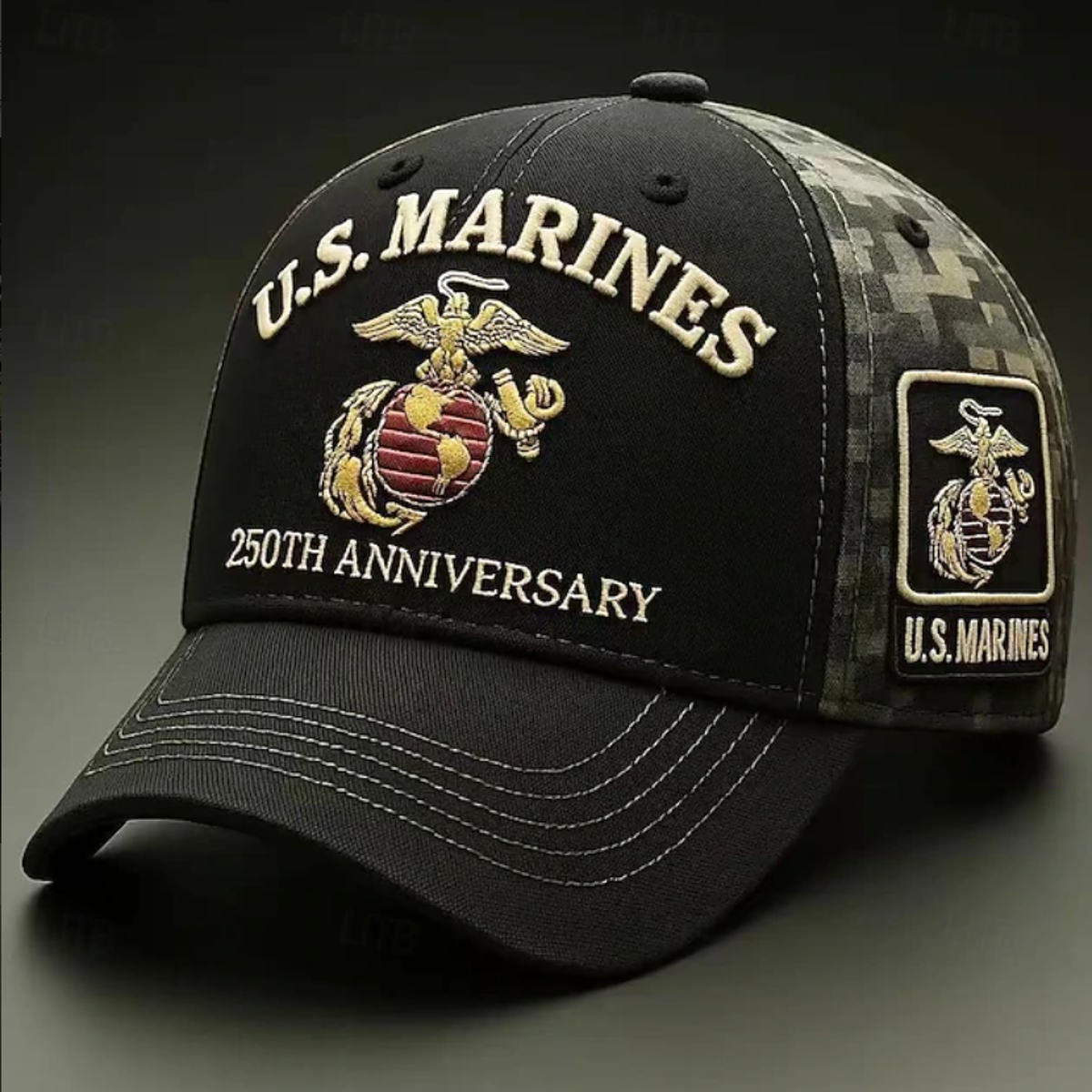 U.S. Marines 250th Anniversary Embroidered Camo Hat – Adjustable