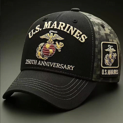 U.S. Marines 250th Anniversary Embroidered Camo Hat – Adjustable