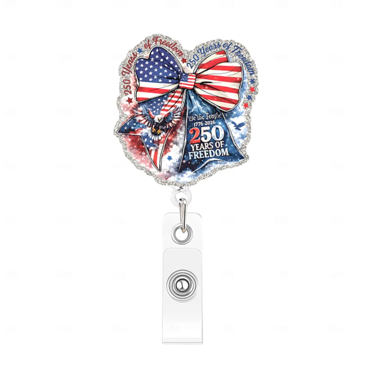 America's 250th Anniversary Retractable Badge Reel with Cli