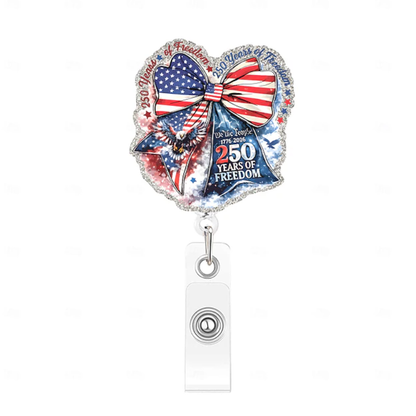 America's 250th Anniversary Retractable Badge Reel with Cli
