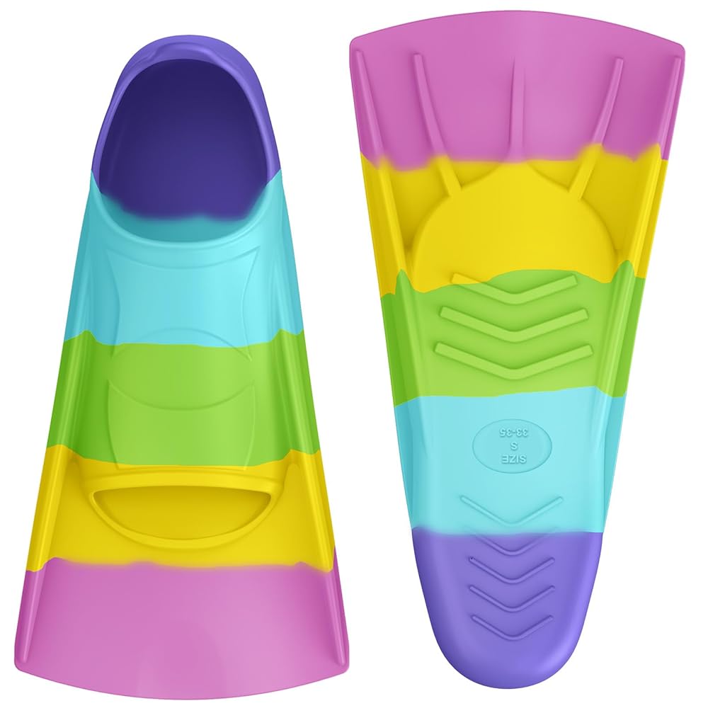 Kids Swim Training Fins for Lap Swimming | Mixed Colors & Eye-Catching