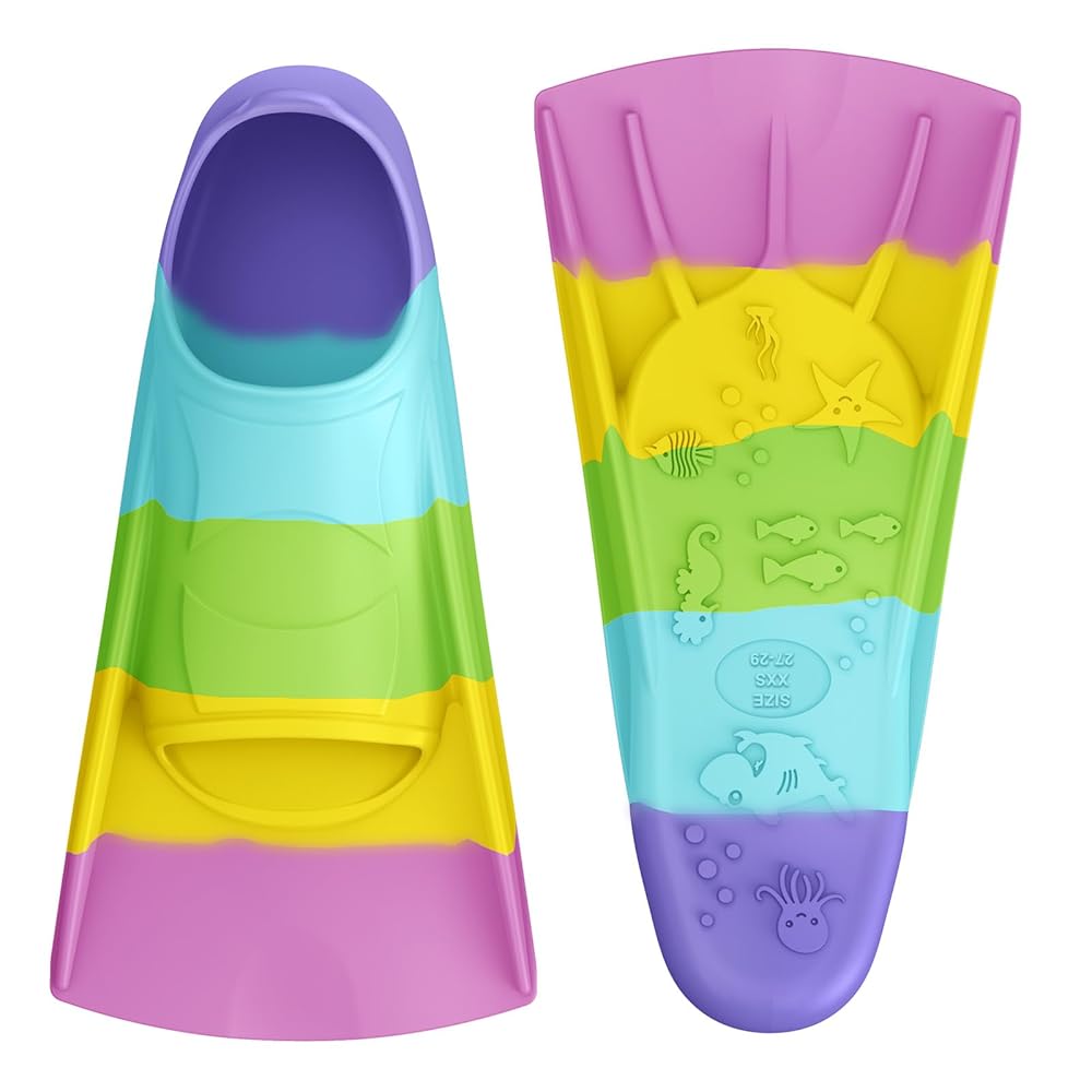 Kids Swim Training Fins for Lap Swimming | Mixed Colors & Eye-Catching