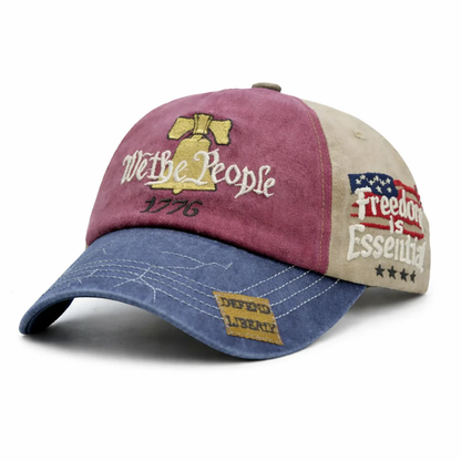 We the People Patriotic Embroidered Baseball Cap, Adjustable USA Flag Hat