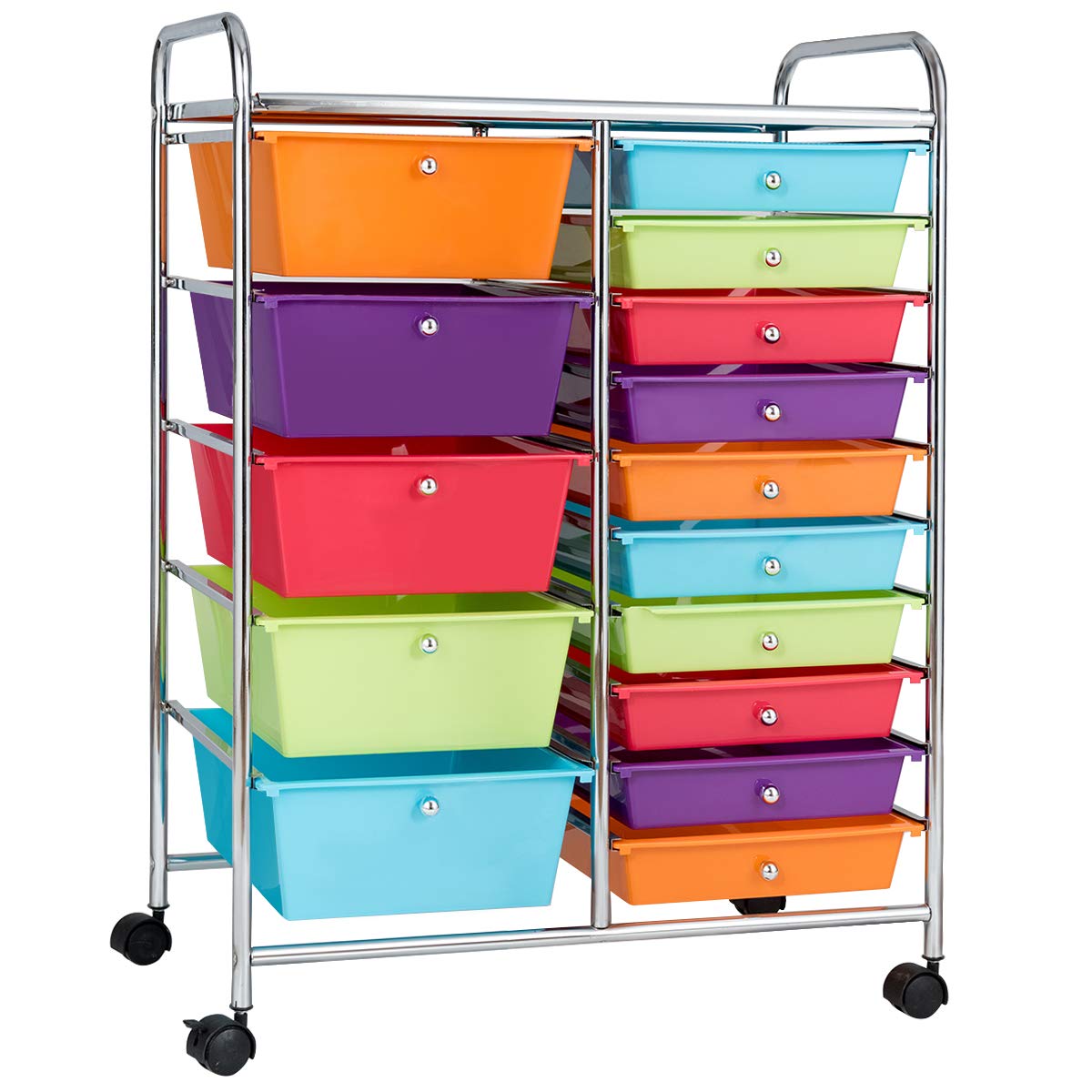 15-Drawer Organizer Cart Office School Rolling Storage Cart