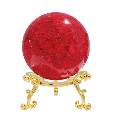 60mm Red Crystal Crackle Ball with Golden Stand
