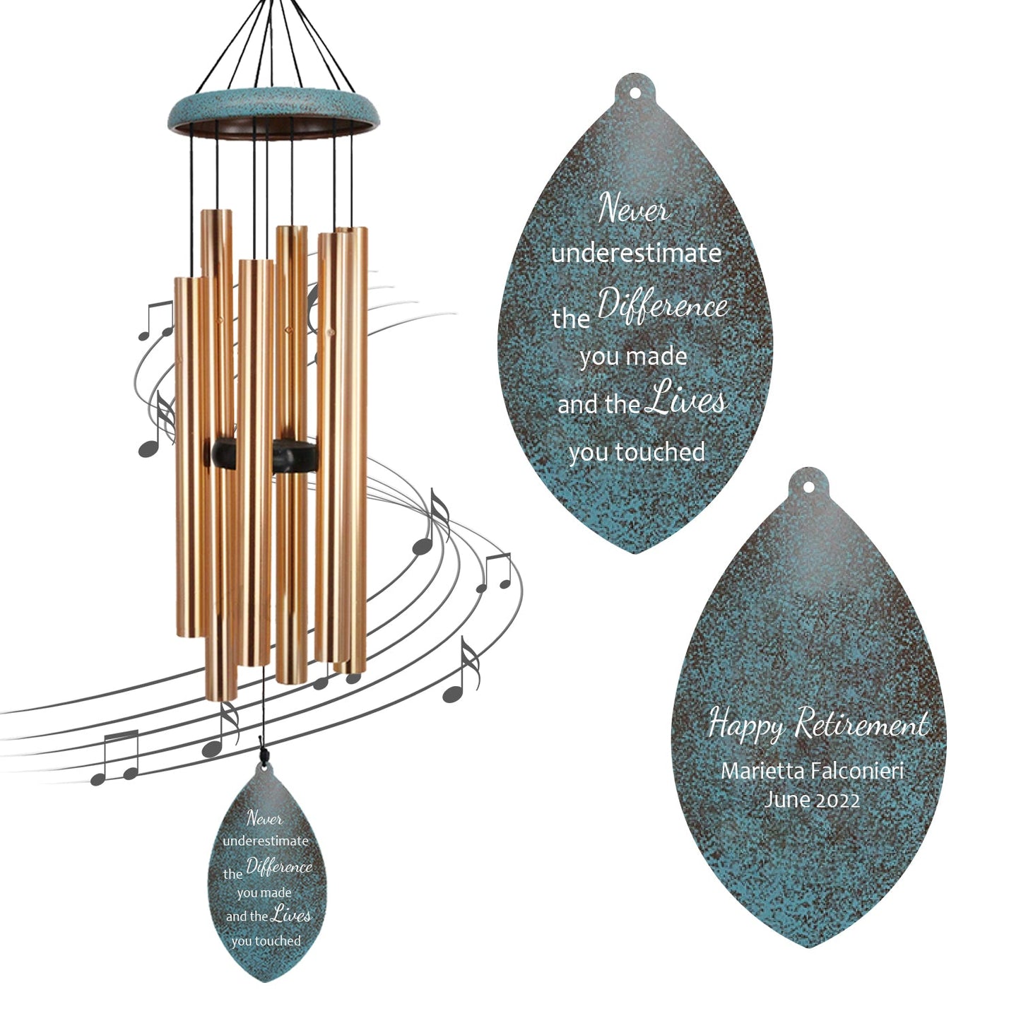 Astarin Personalized Retirement Wind Chimes, 35" Large Custom Windchime for Teacher, Doctor, Employee, Happy Retirement Appreciation Gift-008-Produce in the USA