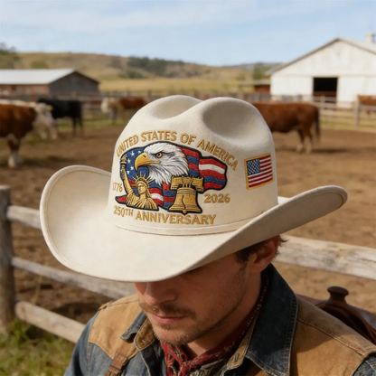 Patriotic 250th Anniversary Cowboy Hat for USA Celebration