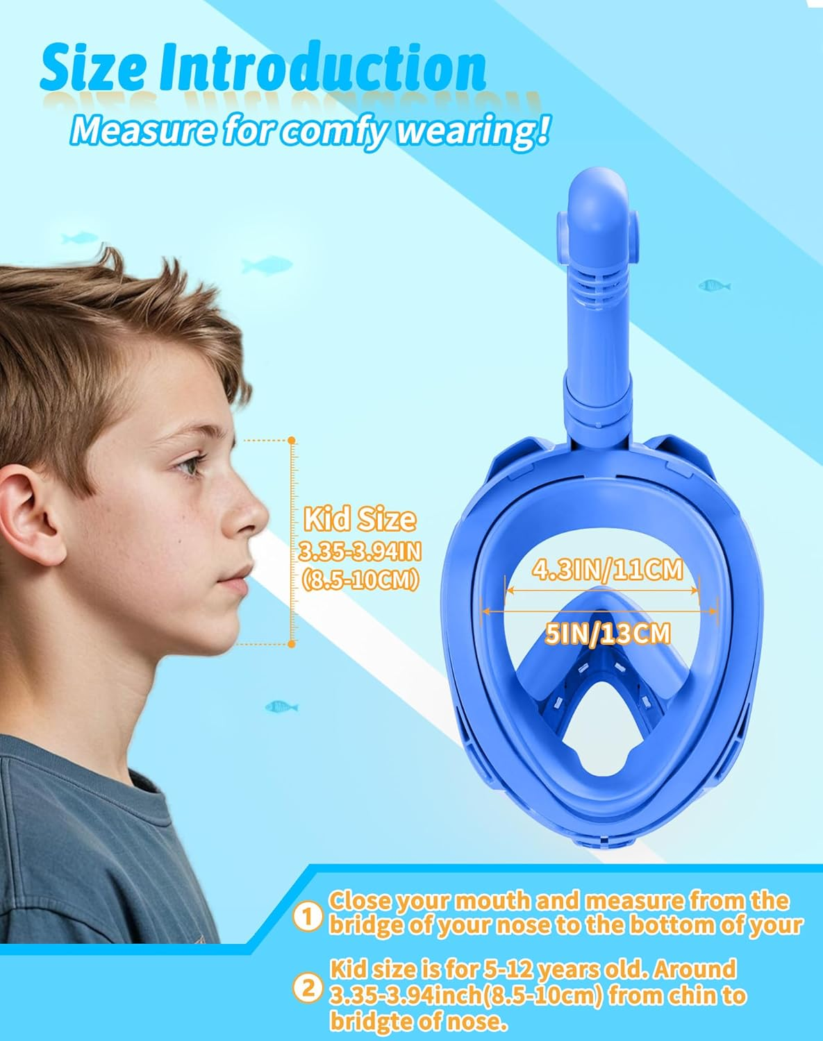 Kids Snorkel Mask Full Face | Beginner-Friendly & Anti-Fog & Leak-Proof