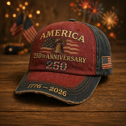 United States 250th Anniversary Embroidered Patriotic Cap for Independence Day