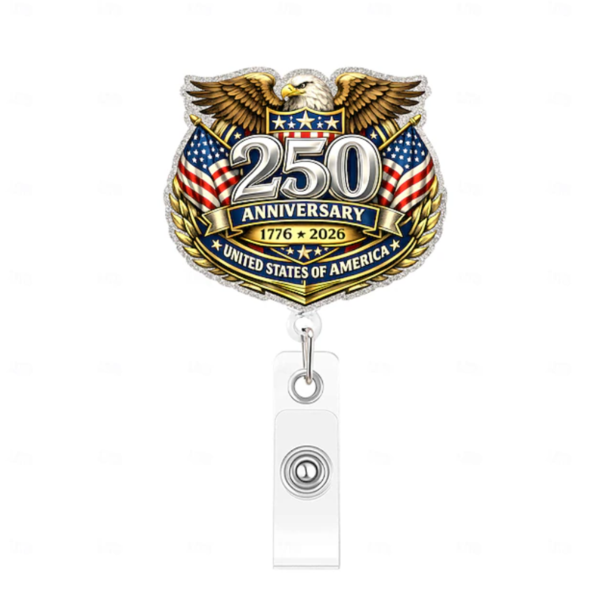 America's 250th Anniversary Retractable Badge Reel with Cli
