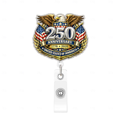 America's 250th Anniversary Retractable Badge Reel with Cli