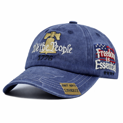 We the People Patriotic Embroidered Baseball Cap, Adjustable USA Flag Hat