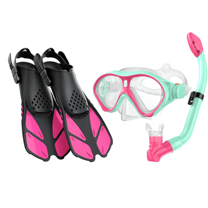 Kids Snorkel Set | Snorkeling Gear for Kids, Adjustable flippers
