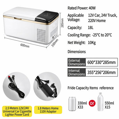 Car & Home Dual-Use Compressor Refrigerator – -20°C Portable Fridge Freezer | Traverseon