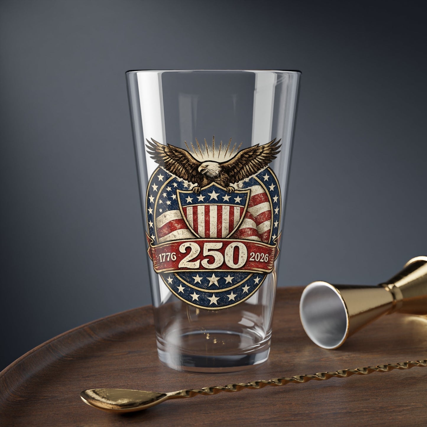250th Anniversary American Eagle Shield 1776–2026 Glass