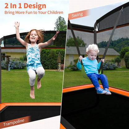 6 Ft Kids Trampoline with Swing, Baby Toddler Rectangle Trampoline, Max Load 220lbs (Blue/Orange)