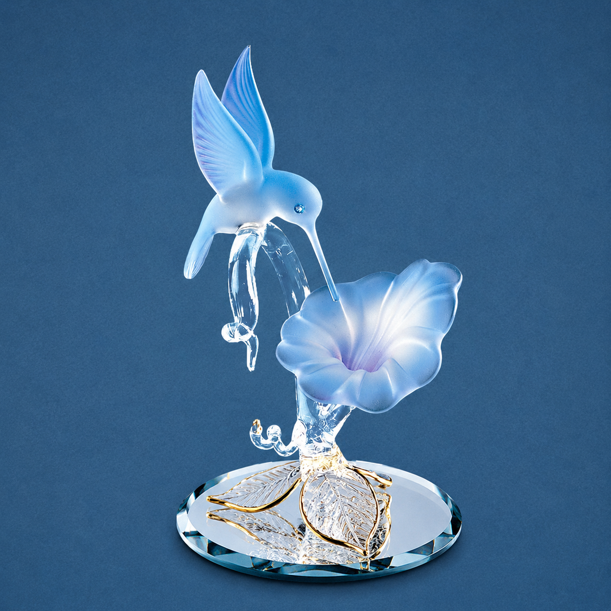Hummingbird with Blue Flower