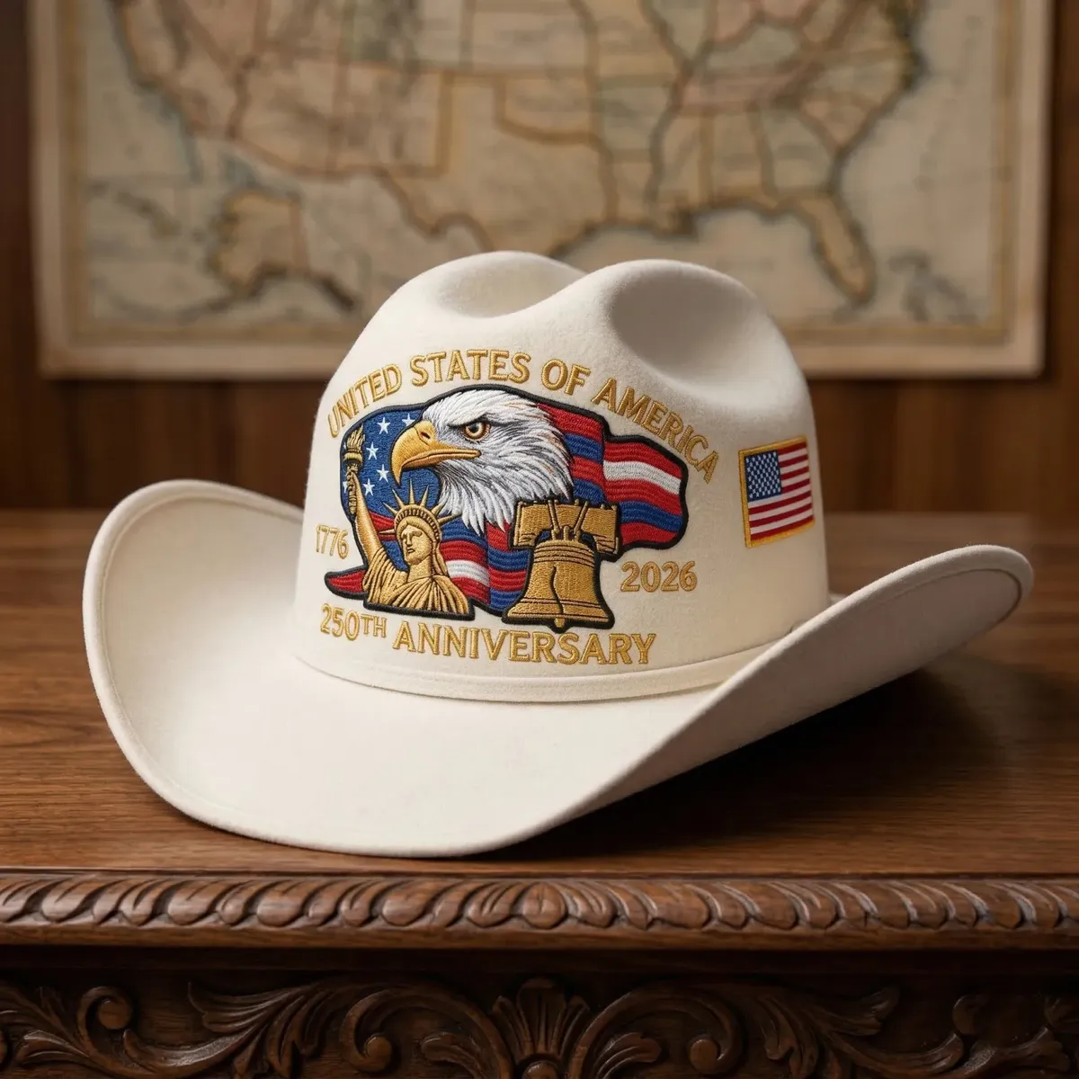 Patriotic 250th Anniversary Cowboy Hat for USA Celebration