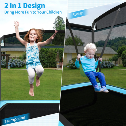6 Ft Kids Trampoline with Swing, Baby Toddler Rectangle Trampoline, Max Load 220lbs (Blue/Orange)