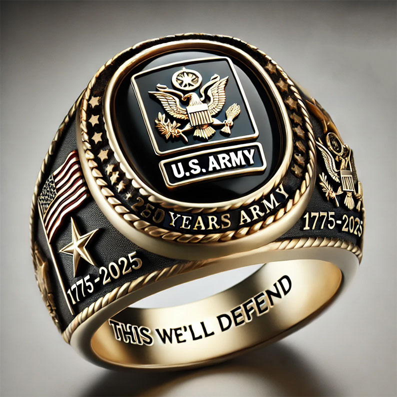 250th Anniversary Military Commemorative Ring-Adjustable Open Ring