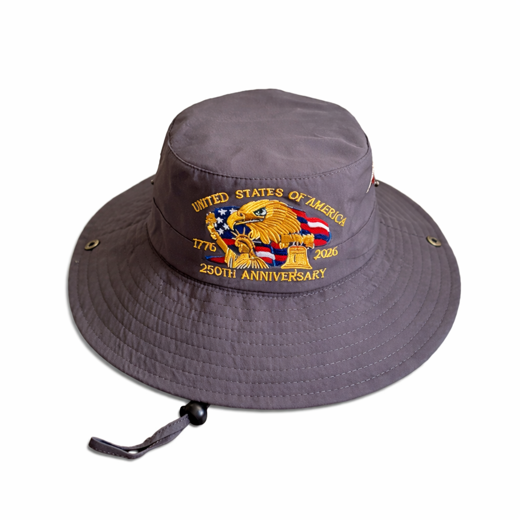 U.S. 250th Anniversary Embroidered Bucket Hat, Foldable Patriotic Sun Hat