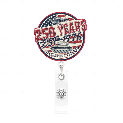 America's 250th Anniversary Retractable Badge Reel with Cli