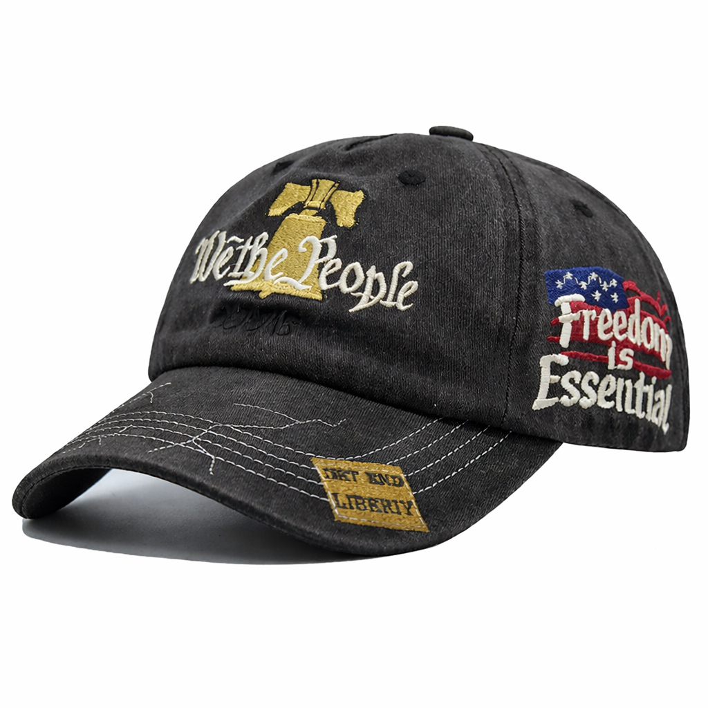 We the People Patriotic Embroidered Baseball Cap, Adjustable USA Flag Hat