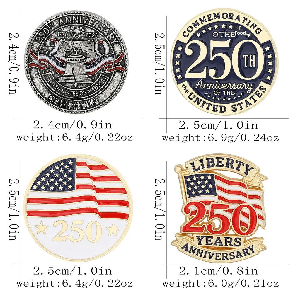 4pcs U.S. 250th Anniversary Brooch Set – Patriotic Lapel Pins