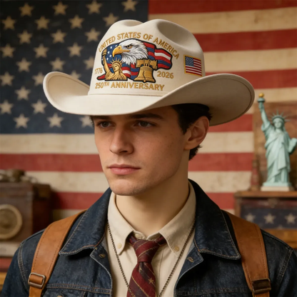 Patriotic 250th Anniversary Cowboy Hat for USA Celebration