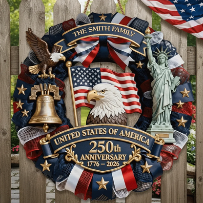 United States Of America 250th Anniversary - Personalized Wooden Sign, 250th Anniversary Gifts