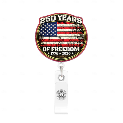 America's 250th Anniversary Retractable Badge Reel with Cli